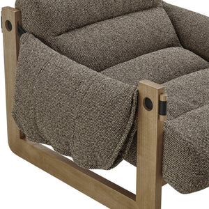 Modway Furniture Sorelle Retro Sling Lounge Chair with Rubberwood Frame and Overstuffed Fabric Cushions Brown EEI-7813-DBR-ETH