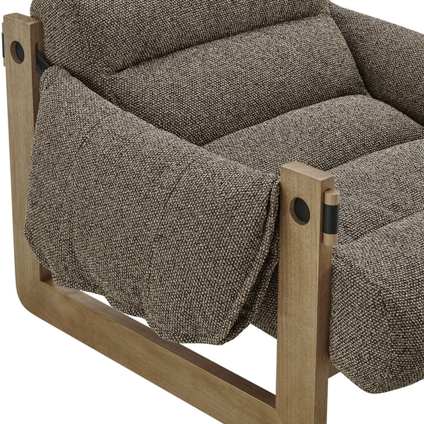 Modway Furniture Sorelle Retro Sling Lounge Chair with Rubberwood Frame and Overstuffed Fabric Cushions Brown EEI-7813-DBR-ETH
