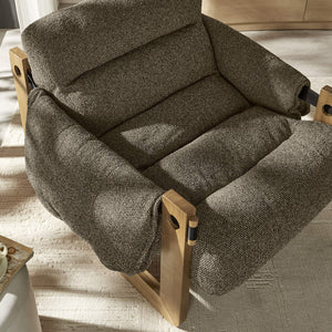 Modway Furniture Sorelle Retro Sling Lounge Chair with Rubberwood Frame and Overstuffed Fabric Cushions Brown EEI-7813-DBR-ETH