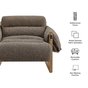 Modway Furniture Sorelle Retro Sling Lounge Chair with Rubberwood Frame and Overstuffed Fabric Cushions Brown EEI-7813-DBR-ETH