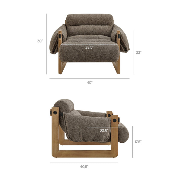 Modway Furniture Sorelle Retro Sling Lounge Chair with Rubberwood Frame and Overstuffed Fabric Cushions Brown EEI-7813-DBR-ETH