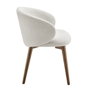 Modway Furniture Anelle Modway Linen Fabric Barrel Back Dining Chairs Mid-Century Set for Two White EEI-7814-LIN