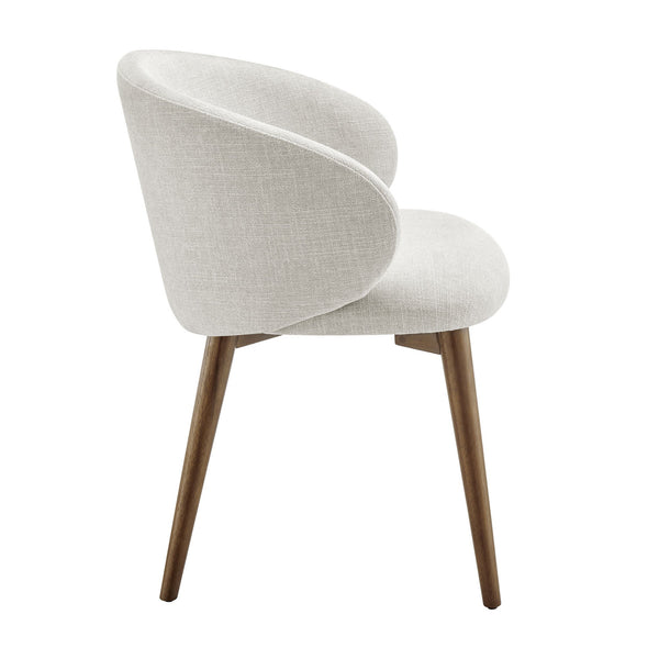 Modway Furniture Anelle Modway Linen Fabric Barrel Back Dining Chairs Mid-Century Set for Two White EEI-7814-LIN
