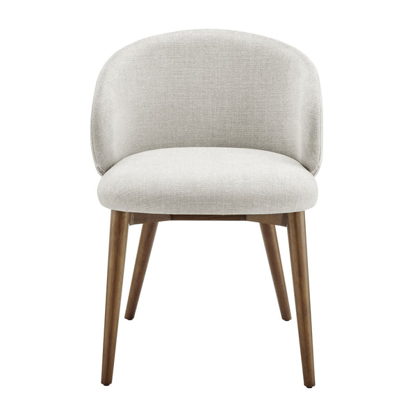 Modway Furniture Anelle Modway Linen Fabric Barrel Back Dining Chairs Mid-Century Set for Two White EEI-7814-LIN
