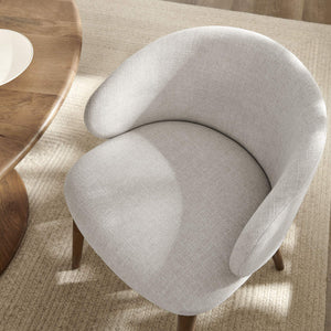 Modway Furniture Anelle Modway Linen Fabric Barrel Back Dining Chairs Mid-Century Set for Two White EEI-7814-LIN