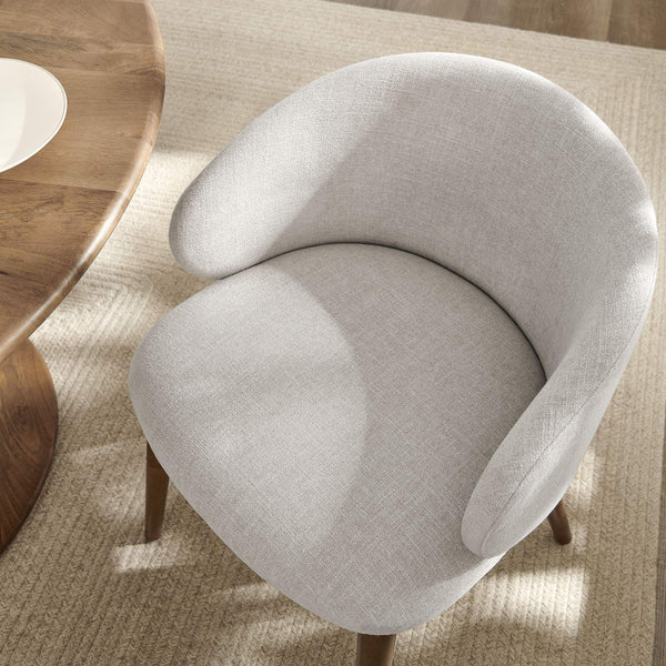 Modway Furniture Anelle Modway Linen Fabric Barrel Back Dining Chairs Mid-Century Set for Two White EEI-7814-LIN
