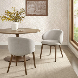 Modway Furniture Anelle Modway Linen Fabric Barrel Back Dining Chairs Mid-Century Set for Two White EEI-7814-LIN
