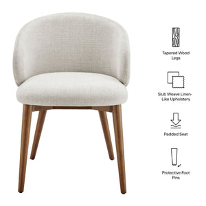 Modway Furniture Anelle Modway Linen Fabric Barrel Back Dining Chairs Mid-Century Set for Two White EEI-7814-LIN