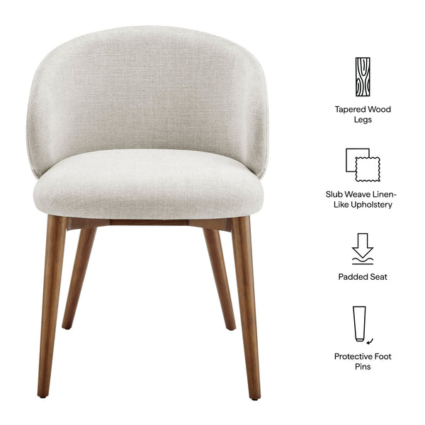 Modway Furniture Anelle Modway Linen Fabric Barrel Back Dining Chairs Mid-Century Set for Two White EEI-7814-LIN