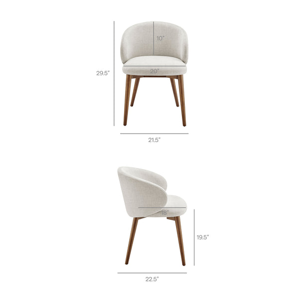 Modway Furniture Anelle Modway Linen Fabric Barrel Back Dining Chairs Mid-Century Set for Two White EEI-7814-LIN