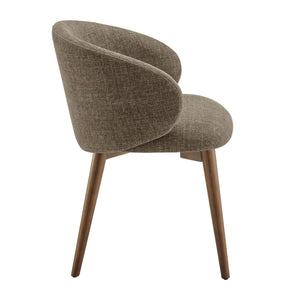 Modway Furniture Anelle Modway Linen Fabric Barrel Back Dining Chairs Mid-Century Set for Two Brown EEI-7814-MOC