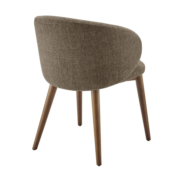 Modway Furniture Anelle Modway Linen Fabric Barrel Back Dining Chairs Mid-Century Set for Two Brown EEI-7814-MOC