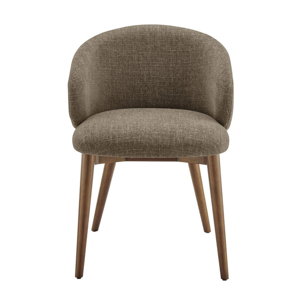 Modway Furniture Anelle Modway Linen Fabric Barrel Back Dining Chairs Mid-Century Set for Two Brown EEI-7814-MOC