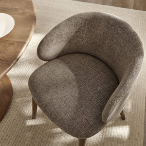 Modway Furniture Anelle Modway Linen Fabric Barrel Back Dining Chairs Mid-Century Set for Two Brown EEI-7814-MOC