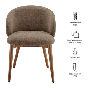 Modway Furniture Anelle Modway Linen Fabric Barrel Back Dining Chairs Mid-Century Set for Two Brown EEI-7814-MOC