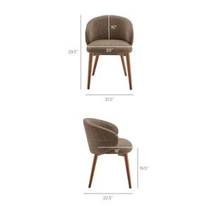 Modway Furniture Anelle Modway Linen Fabric Barrel Back Dining Chairs Mid-Century Set for Two Brown EEI-7814-MOC