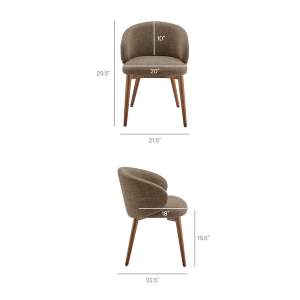 Modway Furniture Anelle Modway Linen Fabric Barrel Back Dining Chairs Mid-Century Set for Two Brown EEI-7814-MOC