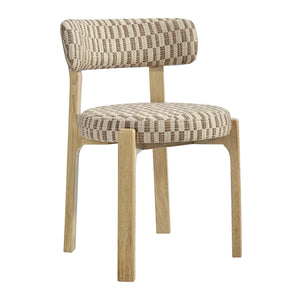 Modway Furniture Marsha Retro Checkered Upholstered Dining Chair Set with Rubberwood Legs for Kitchen Brown EEI-7815-MIN
