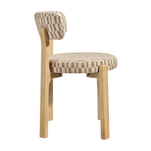 Modway Furniture Marsha Retro Checkered Upholstered Dining Chair Set with Rubberwood Legs for Kitchen Brown EEI-7815-MIN