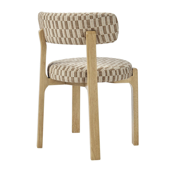 Modway Furniture Marsha Retro Checkered Upholstered Dining Chair Set with Rubberwood Legs for Kitchen Brown EEI-7815-MIN