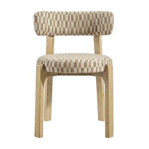 Modway Furniture Marsha Retro Checkered Upholstered Dining Chair Set with Rubberwood Legs for Kitchen Brown EEI-7815-MIN