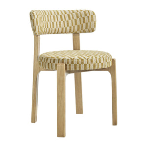 Modway Furniture Marsha Retro Checkered Upholstered Dining Chair Set with Rubberwood Legs for Kitchen Yellow EEI-7815-SNR