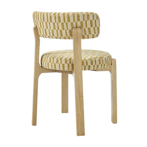 Modway Furniture Marsha Retro Checkered Upholstered Dining Chair Set with Rubberwood Legs for Kitchen Yellow EEI-7815-SNR