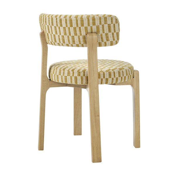 Modway Furniture Marsha Retro Checkered Upholstered Dining Chair Set with Rubberwood Legs for Kitchen Yellow EEI-7815-SNR