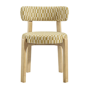 Modway Furniture Marsha Retro Checkered Upholstered Dining Chair Set with Rubberwood Legs for Kitchen Yellow EEI-7815-SNR