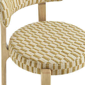 Modway Furniture Marsha Retro Checkered Upholstered Dining Chair Set with Rubberwood Legs for Kitchen Yellow EEI-7815-SNR