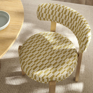 Modway Furniture Marsha Retro Checkered Upholstered Dining Chair Set with Rubberwood Legs for Kitchen Yellow EEI-7815-SNR