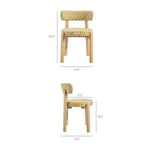 Modway Furniture Marsha Retro Checkered Upholstered Dining Chair Set with Rubberwood Legs for Kitchen Yellow EEI-7815-SNR
