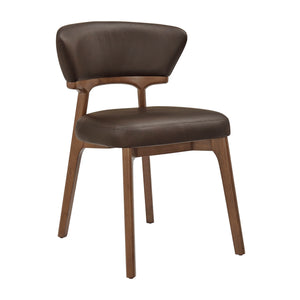 Modway Furniture Daphne Pebbled Vegan Leather Barrel Dining Chairs with Tapered Wood Legs Set of 2 Brown - A EEI-7816-ESP