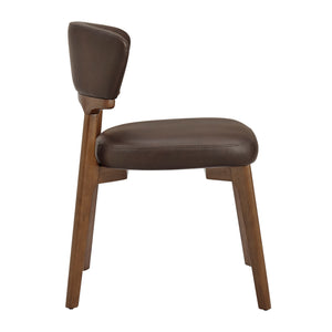 Modway Furniture Daphne Pebbled Vegan Leather Barrel Dining Chairs with Tapered Wood Legs Set of 2 Brown - A EEI-7816-ESP