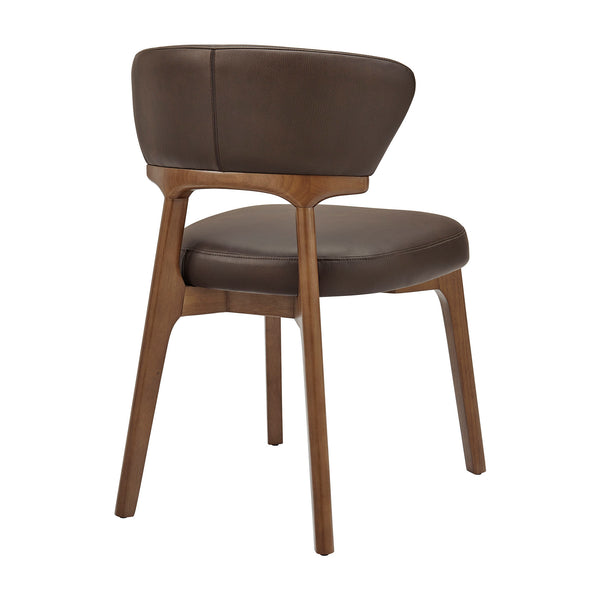 Modway Furniture Daphne Pebbled Vegan Leather Barrel Dining Chairs with Tapered Wood Legs Set of 2 Brown - A EEI-7816-ESP