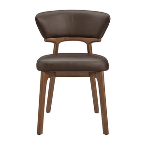 Modway Furniture Daphne Pebbled Vegan Leather Barrel Dining Chairs with Tapered Wood Legs Set of 2 Brown - A EEI-7816-ESP