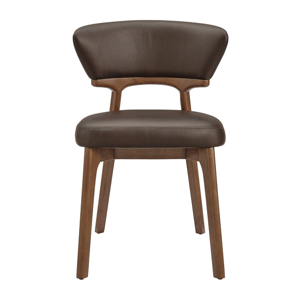 Modway Furniture Daphne Pebbled Vegan Leather Barrel Dining Chairs with Tapered Wood Legs Set of 2 Brown - A EEI-7816-ESP