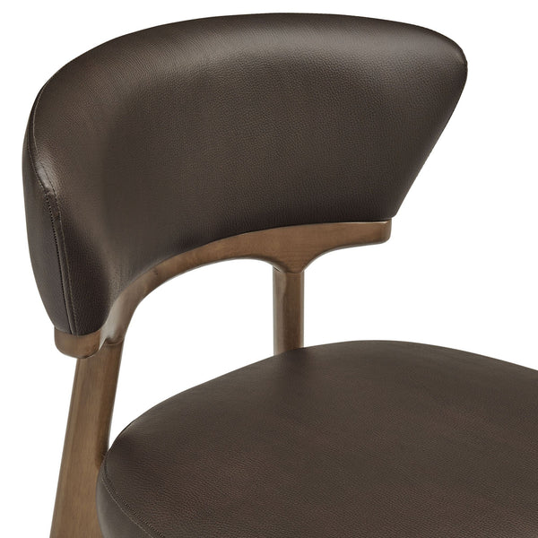 Modway Furniture Daphne Pebbled Vegan Leather Barrel Dining Chairs with Tapered Wood Legs Set of 2 Brown - A EEI-7816-ESP