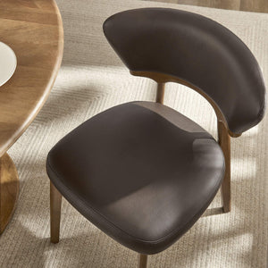 Modway Furniture Daphne Pebbled Vegan Leather Barrel Dining Chairs with Tapered Wood Legs Set of 2 Brown - A EEI-7816-ESP