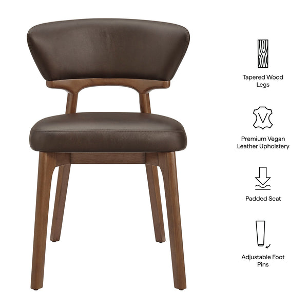 Modway Furniture Daphne Pebbled Vegan Leather Barrel Dining Chairs with Tapered Wood Legs Set of 2 Brown - A EEI-7816-ESP