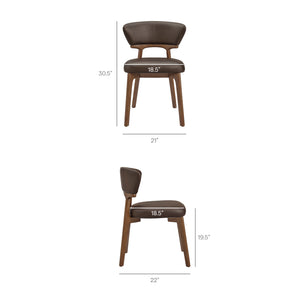 Modway Furniture Daphne Pebbled Vegan Leather Barrel Dining Chairs with Tapered Wood Legs Set of 2 Brown - A EEI-7816-ESP