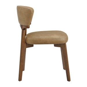Modway Furniture Daphne Pebbled Vegan Leather Barrel Dining Chairs with Tapered Wood Legs Set of 2 Brown - B EEI-7816-TST