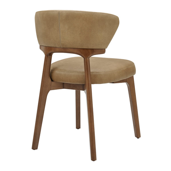 Modway Furniture Daphne Pebbled Vegan Leather Barrel Dining Chairs with Tapered Wood Legs Set of 2 Brown - B EEI-7816-TST
