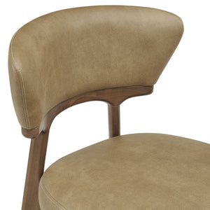 Modway Furniture Daphne Pebbled Vegan Leather Barrel Dining Chairs with Tapered Wood Legs Set of 2 Brown - B EEI-7816-TST