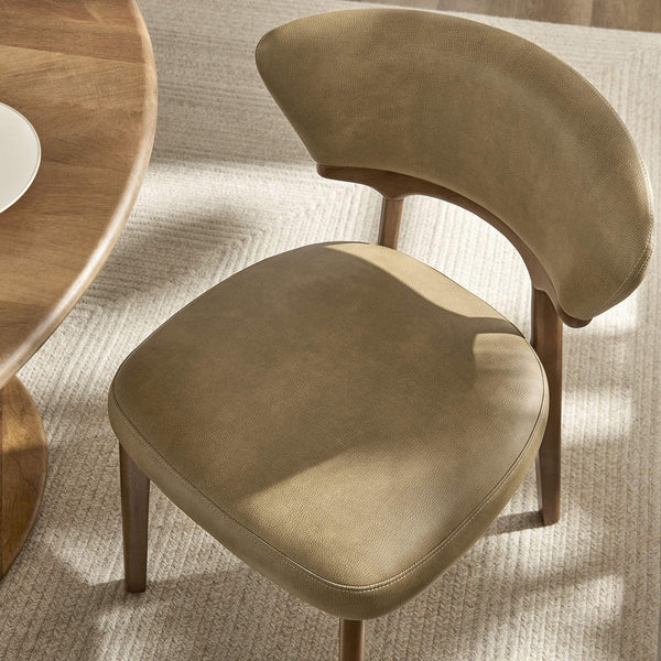 Modway Furniture Daphne Pebbled Vegan Leather Barrel Dining Chairs with Tapered Wood Legs Set of 2 Brown - B EEI-7816-TST