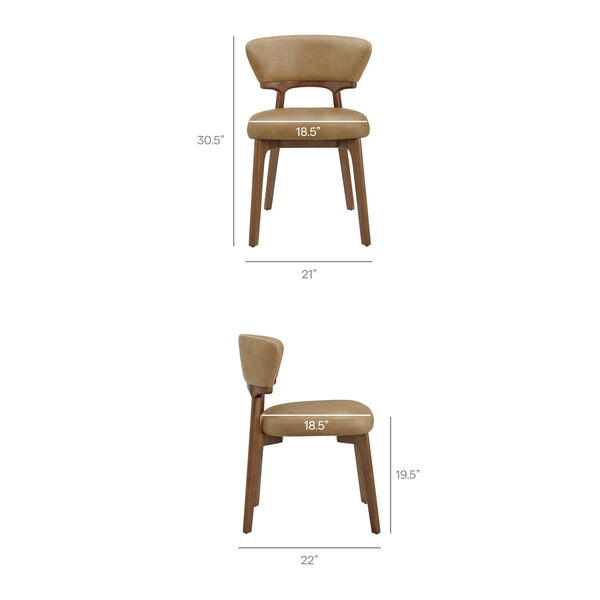 Modway Furniture Daphne Pebbled Vegan Leather Barrel Dining Chairs with Tapered Wood Legs Set of 2 Brown - B EEI-7816-TST
