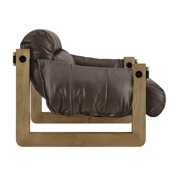 Modway Furniture Sorelle Pebbled Vegan Leather Sling Lounge Chair with Rubberwood Frame Mid-Century Style Espresso EEI-7817-ESP
