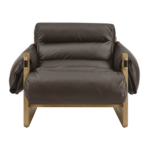 Modway Furniture Sorelle Pebbled Vegan Leather Sling Lounge Chair with Rubberwood Frame Mid-Century Style Espresso EEI-7817-ESP