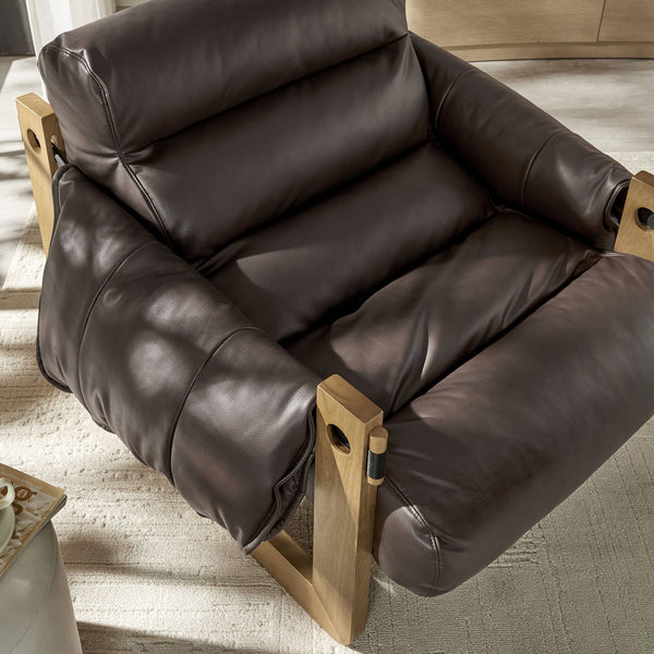 Modway Furniture Sorelle Pebbled Vegan Leather Sling Lounge Chair with Rubberwood Frame Mid-Century Style Espresso EEI-7817-ESP