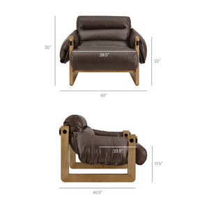Modway Furniture Sorelle Pebbled Vegan Leather Sling Lounge Chair with Rubberwood Frame Mid-Century Style Espresso EEI-7817-ESP
